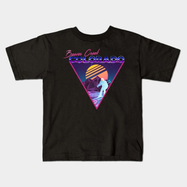 Retro Vaporwave Ski Mountain | Beaver Creek Colorado | Shirts, Stickers, and More! Kids T-Shirt by KlehmInTime